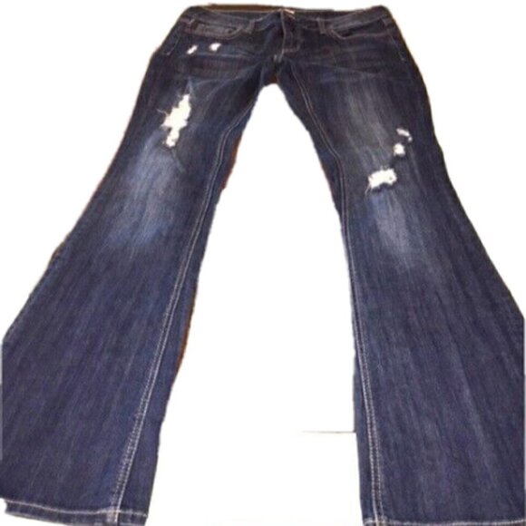 Arden B Jeans Ultra Flare Bell Jeans Distress Embroider Pocket, size 6, new - Picture 1 of 8